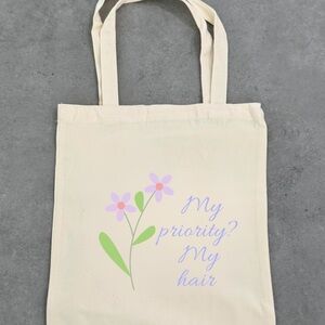 Floral Print Cream Tote Bag